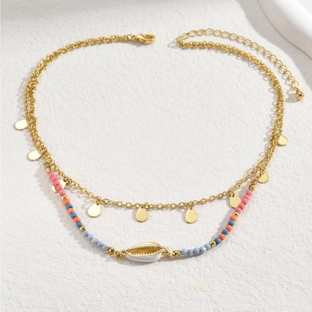 Gold and Multicolor Necklace R123 - Picture 2 of 3